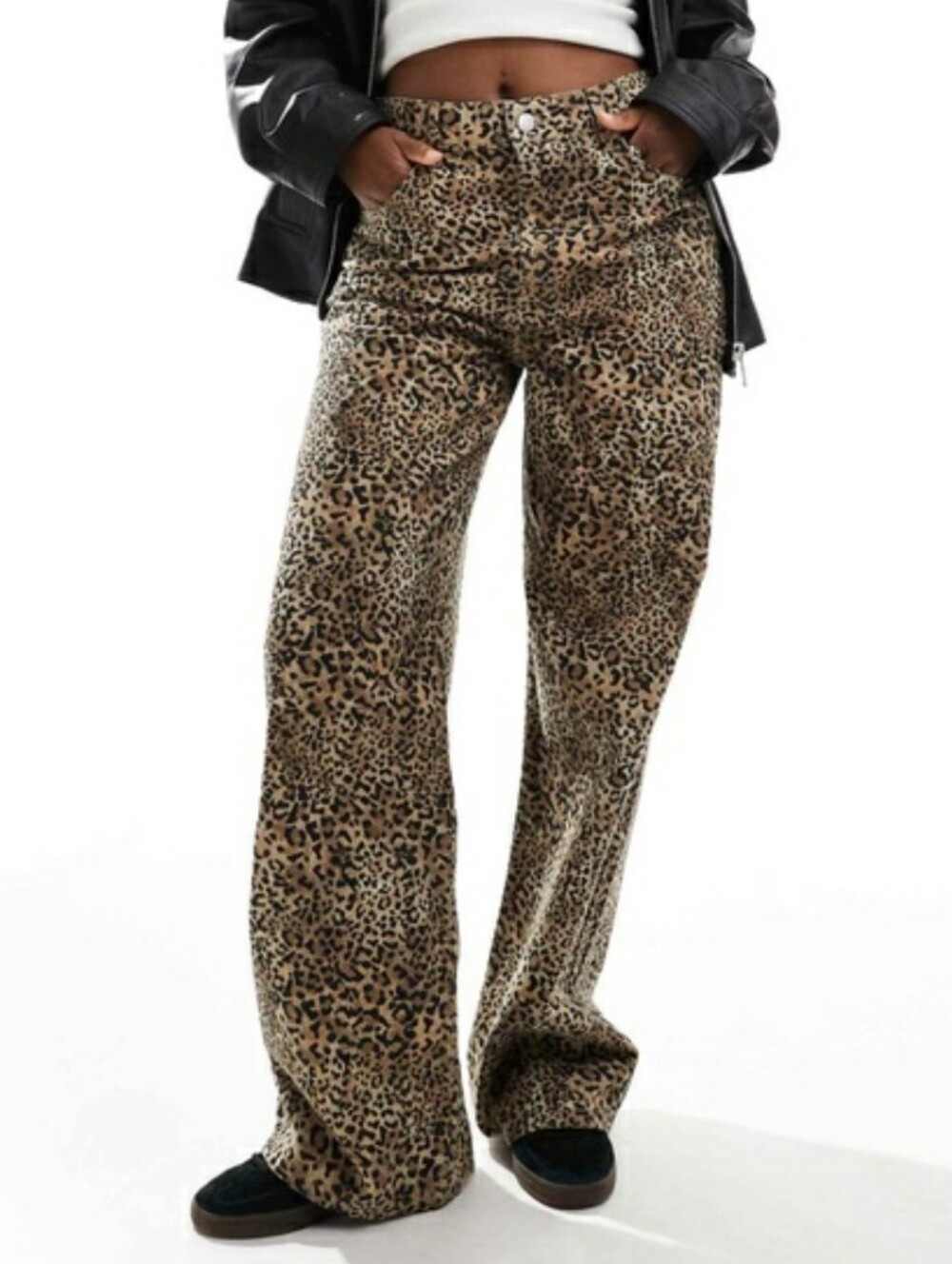 Asos Baggy Boyfriend Leopard Print Jeans